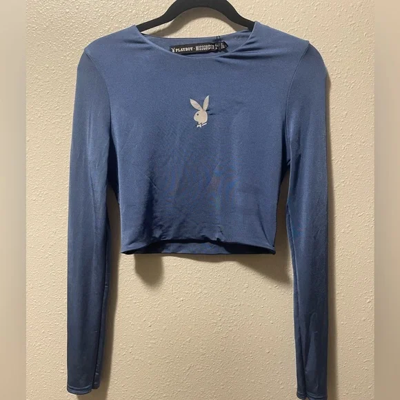 PlayBoy Dark Blue Crop Long Sleeve *Minor Flaws* - Picture 1 of 9